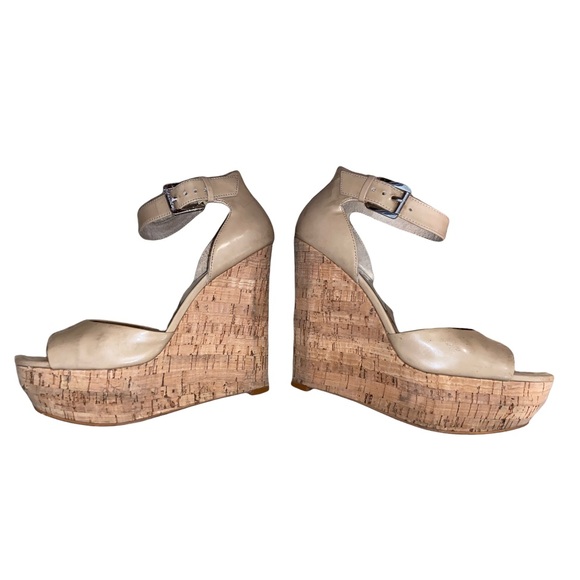 MICHAEL MICHAEL KORS Nude Platform Wedge Heels Size 6 - Picture 2 of 11